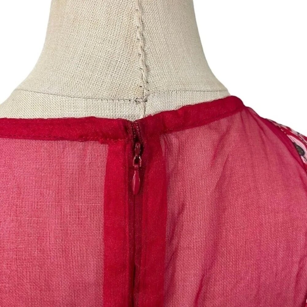 Final Sale! Kalki women's jumpsuit red white beaded flowy long sleeve back zip s - Picture 9 of 9